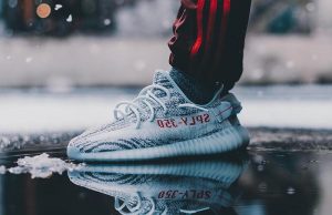 Yeezy Boost 350 V2 lue Tint on feet