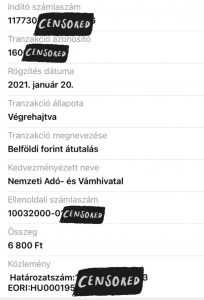 A vám összegének utalása direktben, a NAV-nak